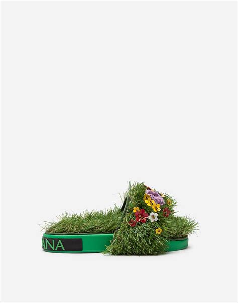 dolce gabbana grass slides|dolce and gabbana ladies sandals.